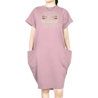 Best Of 1978 Loose Short Sleeve Pocket On Dress – Pink