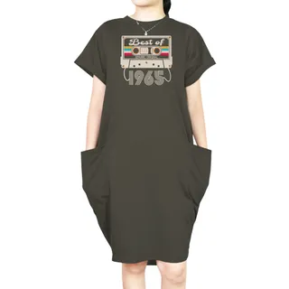 Best Of 1965 Loose Short Sleeve Pocket On Dress – Green
