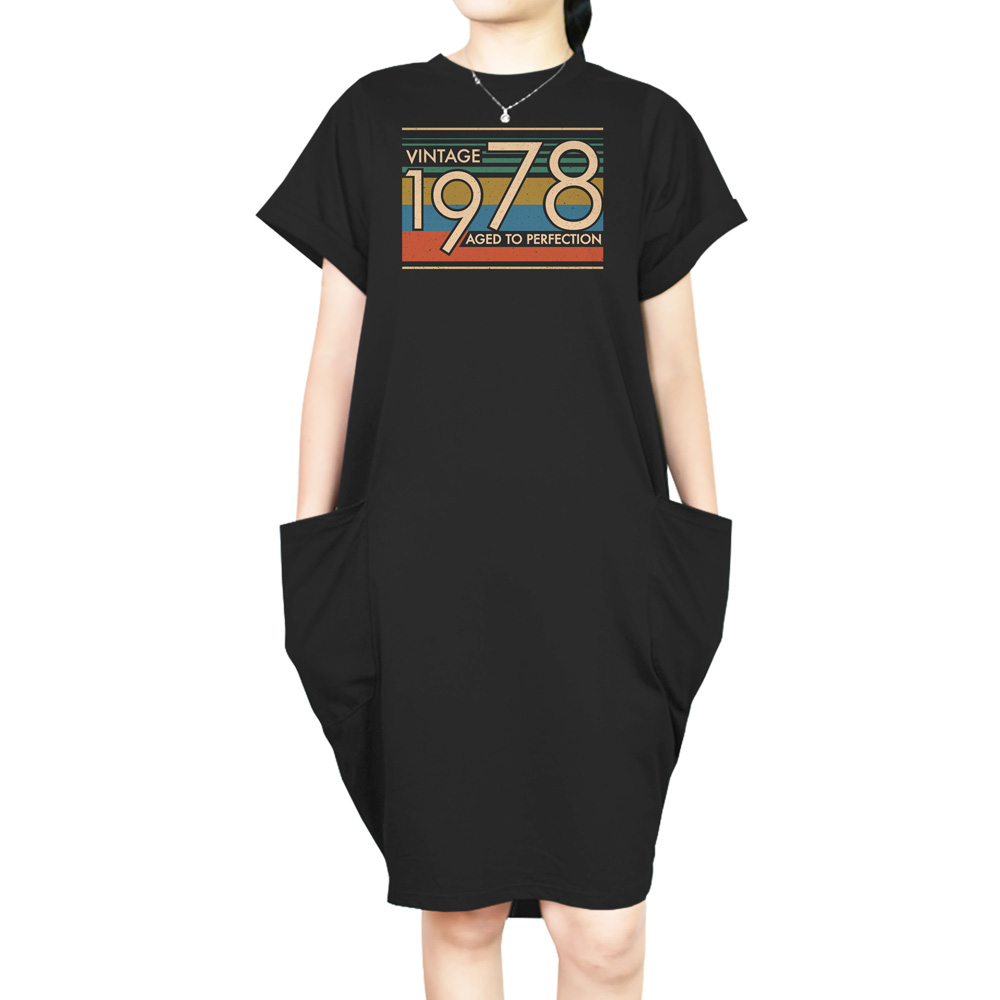 Aged Perfection 1978 Loose Short Sleeve Pocket On Dress - variant image 1
