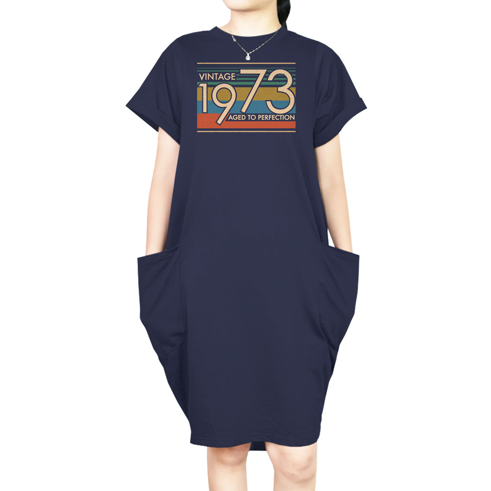 Aged Perfection 1973 Loose Short Sleeve Pocket On Dress - variant image 1