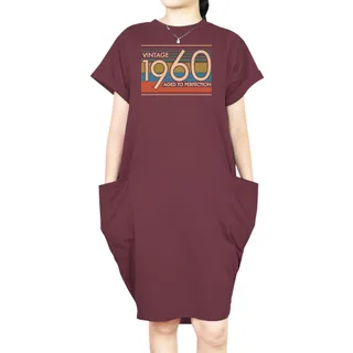 Aged Perfection 1960 Loose Short Sleeve Pocket On Dress – Red