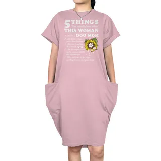 Dog Mom Short Sleeve Pocket Dress – Pink