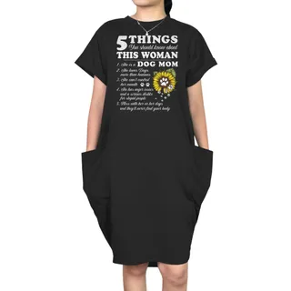 Dog Mom Short Sleeve Pocket Dress – Black
