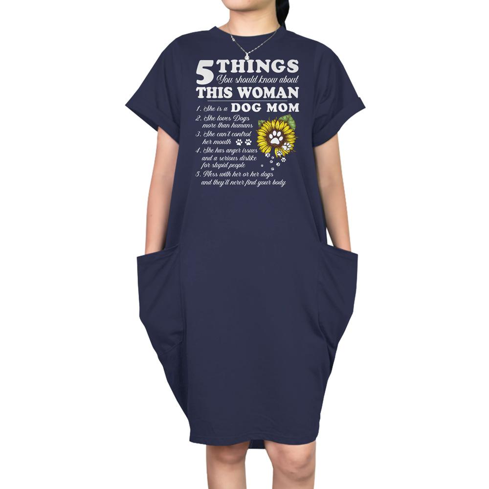 Dog Mom Short Sleeve Pocket Dress - variant image 1