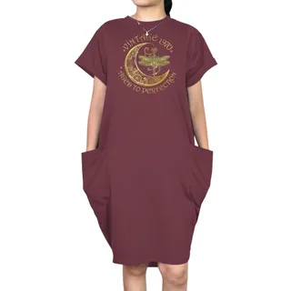 Vintage Perfection 1970 Loose Short Sleeve Pocket On Dress – Red
