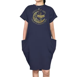 Vintage Perfection 1970 Loose Short Sleeve Pocket On Dress – Blue