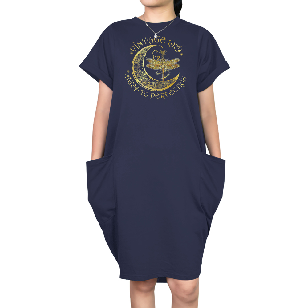Vintage Perfection 1979 Loose Short Sleeve Pocket On Dress - variant image 1