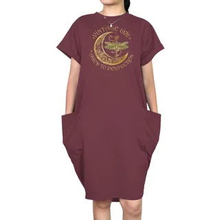 Vintage Perfection 1976 Loose Short Sleeve Pocket On Dress – Red