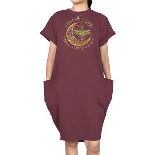 Vintage Perfection 1972 Loose Short Sleeve Pocket On Dress – Red