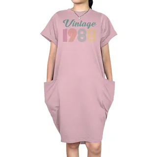 Vintage 1988 Short Sleeve Pocket On Dress – Pink