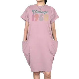 Vintage 1968 Short Sleeve Pocket On Dress – Pink