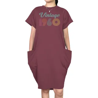 Vintage 1960 Short Sleeve Pocket On Dress – Red