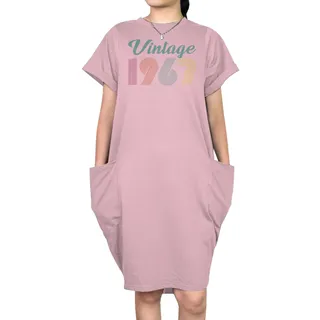Vintage 1967 Short Sleeve Pocket On Dress – Pink