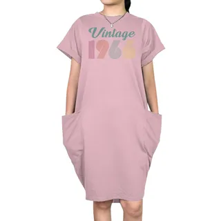 Vintage 1966 Short Sleeve Pocket On Dress – Pink