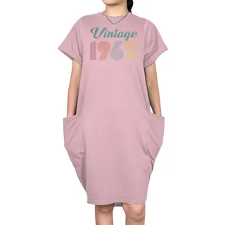 Vintage 1965 Short Sleeve Pocket On Dress – Pink