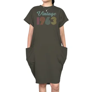 Vintage 1963 Short Sleeve Pocket On Dress – Green