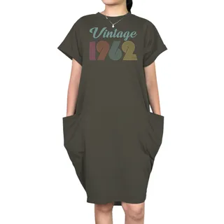 Vintage 1962 Short Sleeve Pocket On Dress – Grey