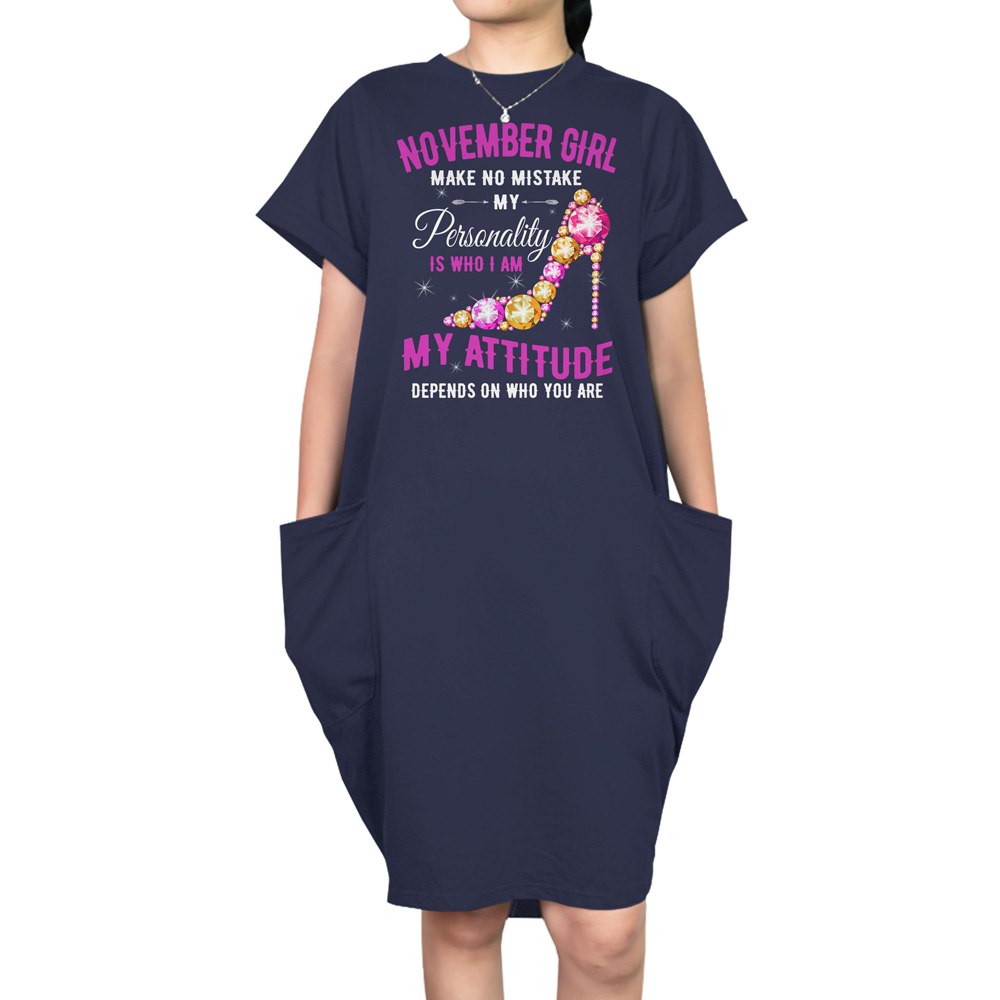 Attitude November Birthday Short Sleeve Pocket Dress - variant image 1