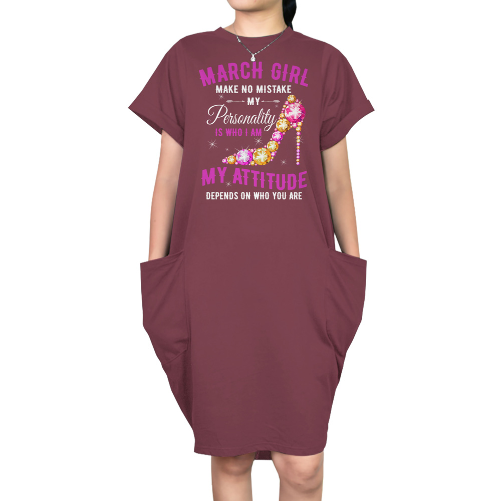 Attitude March Birthday Short Sleeve Pocket Dress - variant image 1
