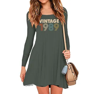 Limited 1989 Birthday Women's Crew Neck Dress – Military Green