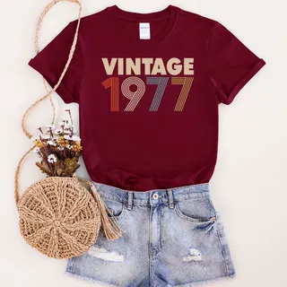 Limited 1977 Birthday T-Shirt – Maroon