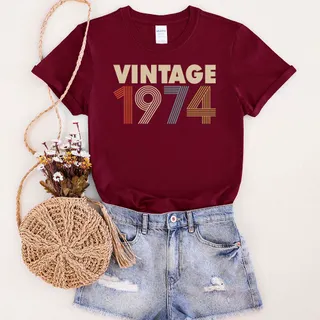 Limited 1974 Birthday T-Shirt – Maroon