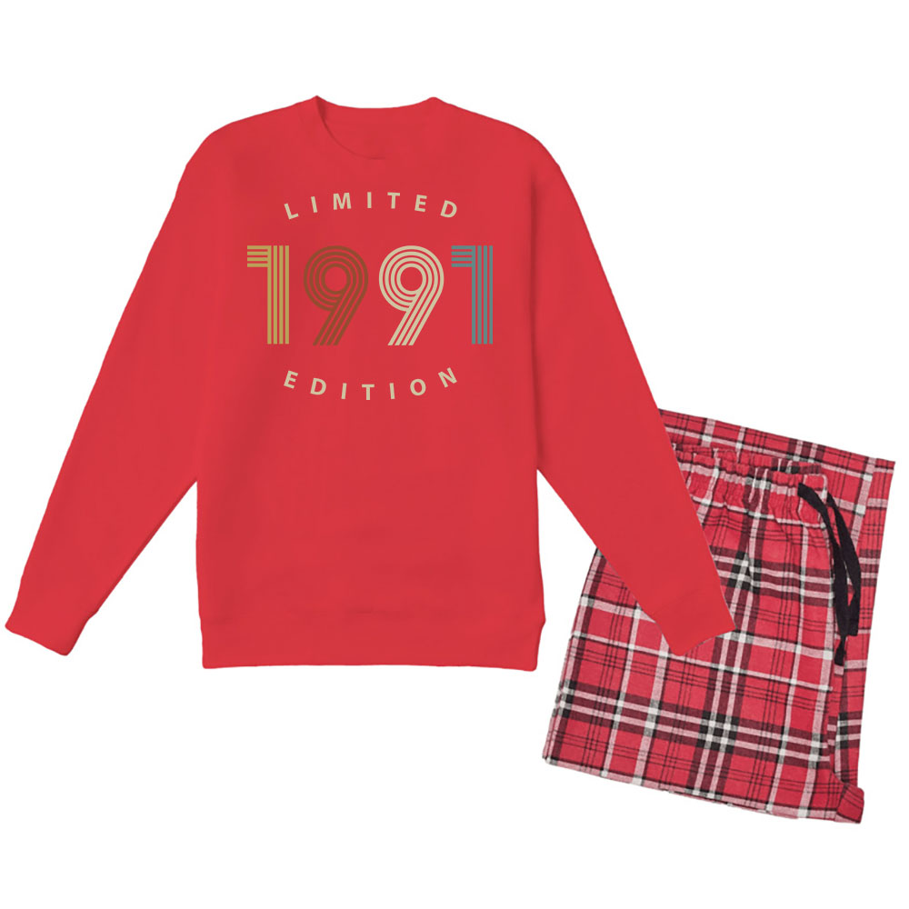 Limited 1991 Birthday Women's Crewneck Sweatshirt and Flannel Pants Set - variant image 1
