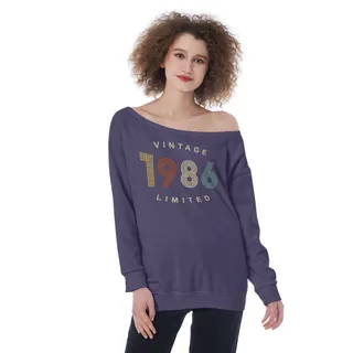 Limited Vintage 1986 Women's Off-Shoulder Sweatshirt – Purple