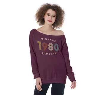 Limited Vintage 1980 Women's Off-Shoulder Sweatshirt – Maroon
