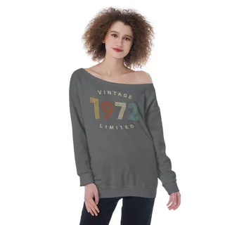 Limited Vintage 1972 Women's Off-Shoulder Sweatshirt – Dark Grey Heather