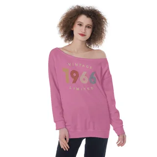 Limited Vintage 1966 Women's Off-Shoulder Sweatshirt – Safety Pink