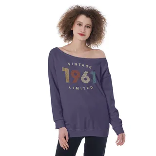Limited Vintage 1961 Women's Off-Shoulder Sweatshirt – Purple