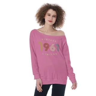 Limited Vintage 1961 Women's Off-Shoulder Sweatshirt – Safety Pink