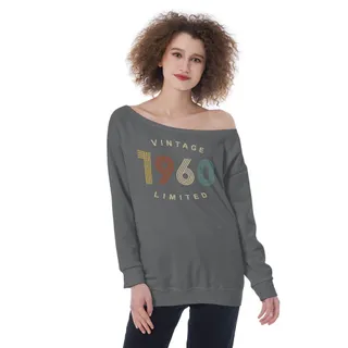 Limited Vintage 1960 Women's Off-Shoulder Sweatshirt – Dark Grey Heather
