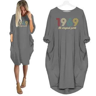 Original Parts 1969 Birthday Pocket Dress – Grey