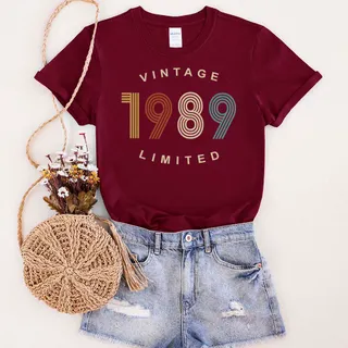 Limited Vintage 1989 Birthday T-Shirt – Maroon