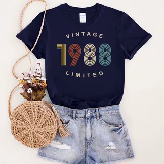 Limited Vintage 1988 Birthday T-Shirt – Navy