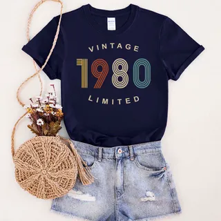 Limited Vintage 1980 Birthday T-Shirt – Navy