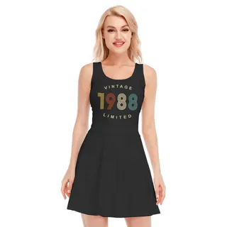 Limited Vintage 1988 Birthday Women's Waistless Dress – Black