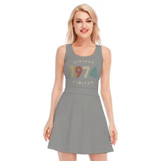 Limited Vintage 1974 Birthday Women's Waistless Dress – Grey