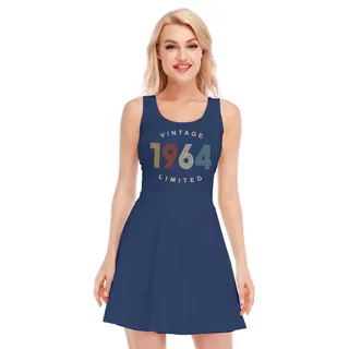 Limited Vintage 1964 Birthday Women's Waistless Dress – Navy