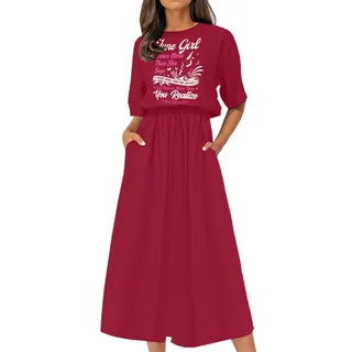 Smart June Girl Birthday Elastic Waist Dress – Cardinal Red