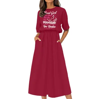 Smart April Girl Birthday Elastic Waist Dress – Cardinal Red