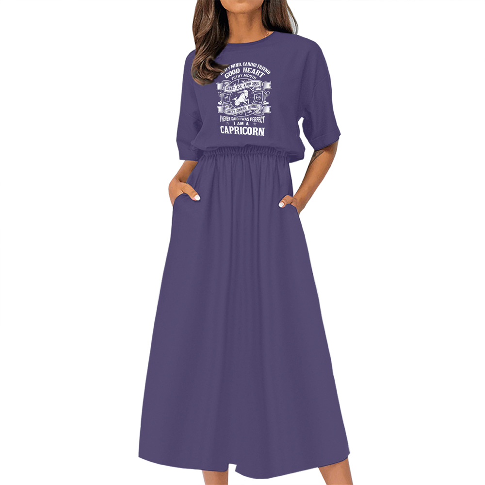 Smart Capricorn Girl Birthday Elastic Waist Dress - variant image 1