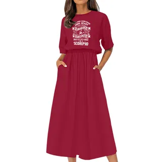 Smart Scorpio Girl Birthday Elastic Waist Dress – Cardinal Red