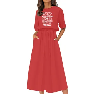 Smart Taurus Girl Birthday Elastic Waist Dress – Cherry Red