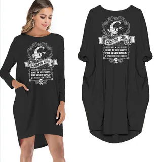 Heart On Her Sleeve Scorpio Girl Loose Pocket On Dress – Black