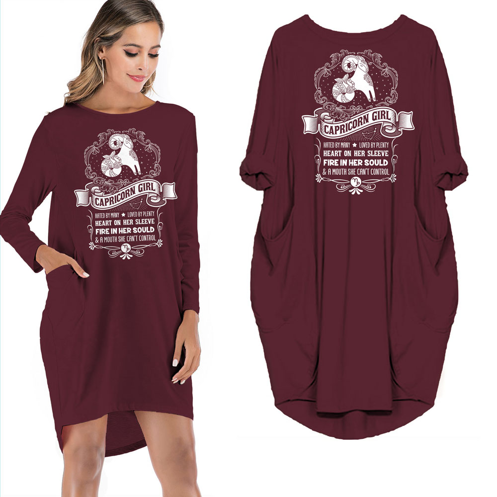Heart On Her Sleeve Capricorn Girl Loose Pocket On Dress - variant image 1