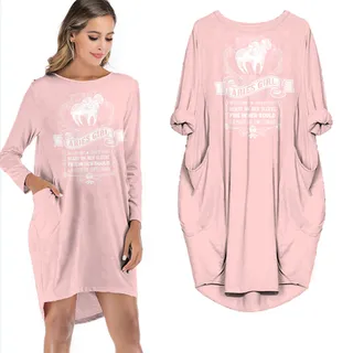 Heart On Her Sleeve Aries Girl Loose Pocket On Dress – Pink
