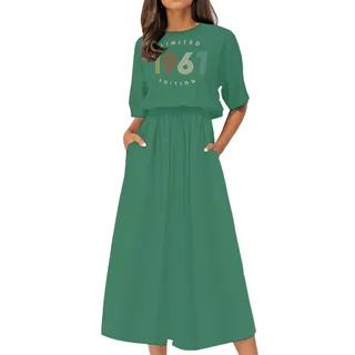 Limited Edition 1961 Birthday Elastic Waist Dress – Kelly Green
